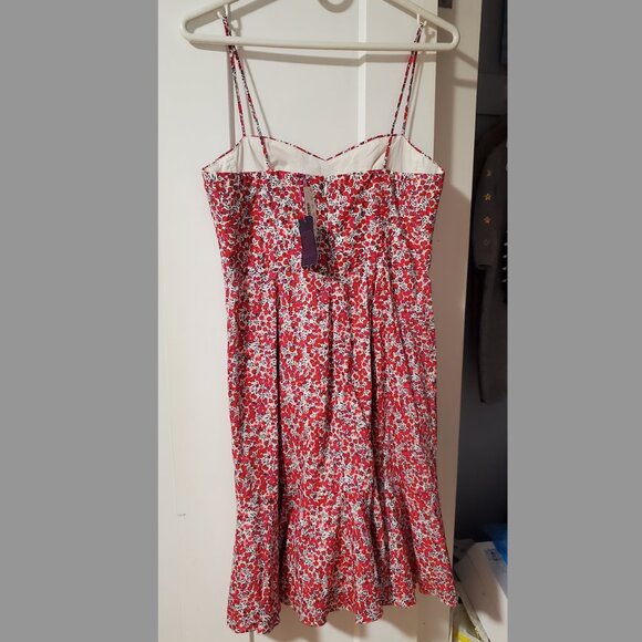 J Crew x Liberty Wiltshire Floral Berry Ruffle Hem Midi Dress Size P8 - Picture 4 of 7